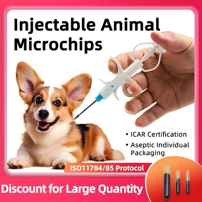 READELL 100PCS Glass Tag with implanter ISO11784/785 FDX-B turtle usage ICAR Certificate dog chip