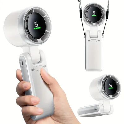 Portable Handheld Mini Fan, Turbo High-Speed Cooling Fan with 5 Wind Speeds & Digital Display, USB Rechargeable Fan for Camping