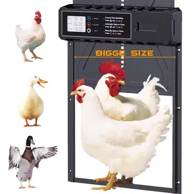 Aluminum Automatic Chicken Coop Door with Waterproof Large Display Timer Electric Chicken Duck Door