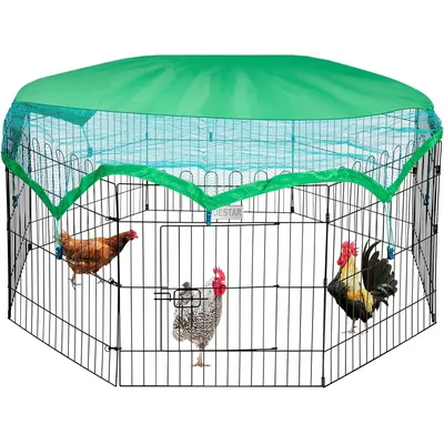 8 Panel Foldable Outdoor Backyard Metal Coop Chicken Cage Enclosure Duck Rabbit Cat Crate Playpen