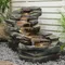 49" L Garden Outdoor Water Fountain 5-Tiers Rock Natural Waterfall Fountains Floor Standing Water