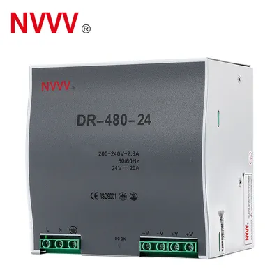 NVVV Single Output 480W Din Rail Switching Type Industrial Power Supply DC 24V 20A 48V 10A DR-480-48