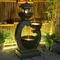Water Fountain Outdoor Zen Feature - Garden Tranquil Pagoda Waterfalls Fountains Bowl with LED