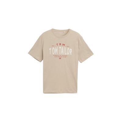 TOM TAILOR Herren T-Shirt mit Logo-Print, braun, Uni, Gr. XXL Image