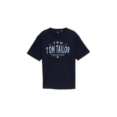 TOM TAILOR Herren Plus Size -T-Shirt mit Logo-Print, blau, Uni, Gr. 5XL Image