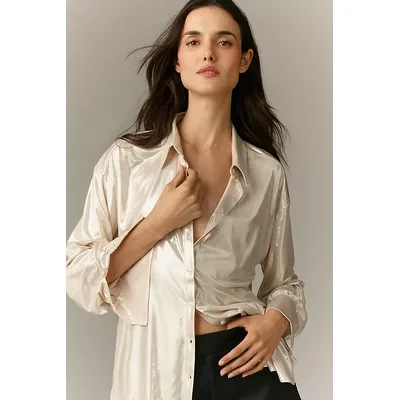 By Anthropologie Metallic Shine Long-Sleeve Shirt