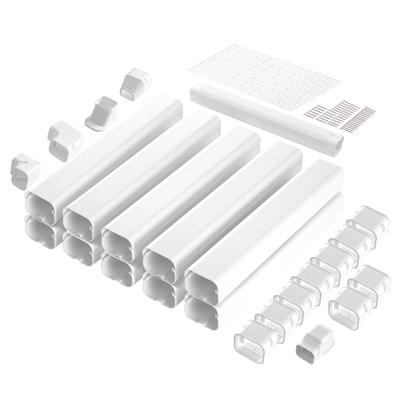 Mini Split Line Set Cover, PVC Decorative Pipe Line Cover For Air Conditioner with Straight Ducts & Full Components