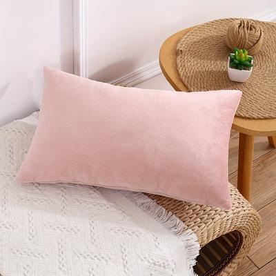 TEMU 1pc Soft Velvet Throw Pillow Cover - Solid Color, Zipper Closure, Machine Washable For Living Room Decor, Contemporary Style, Geometric Pattern, Multiple Colors Image