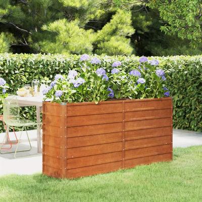 TEMU Rusty Raised Bed 160x 40x 77 Cm Garden Planter Corten Steel Image