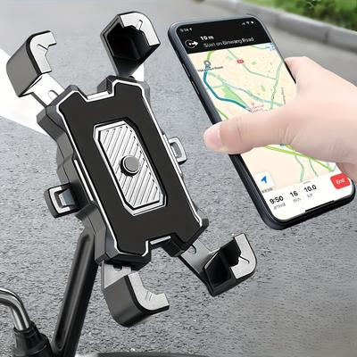 TEMU Shockproof Bike Phone Mount, Universal Gps Navigation Holder, Rotatable Round Plastic Cradle, Cycling Accessory, With Compatible Multiple Models For Bicycle And Motorcycle Image