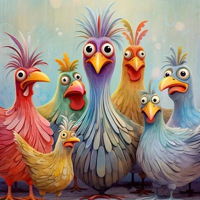 TEMU 5d Diy Chicken Pattern Diamond Painting Kit Round Acrylic Full Drill Mosaic Art Set, Number Painting By Diamonds, Home Office Living Room Wall Decor, Frameless - 11.8x11.8 Inch Image