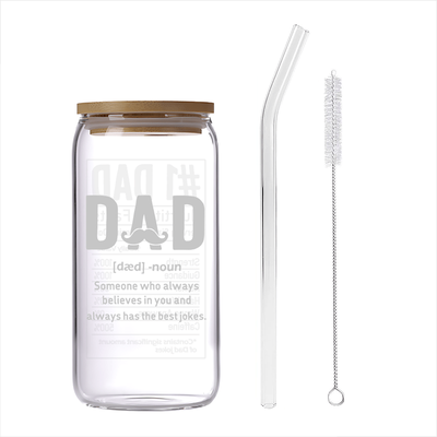 TEMU 16oz Funny Glass Cup For Dad - Perfect Father's Day & Birthday Gift, Reusable, Hand-wash Only, Creative Glassware, Papa Image