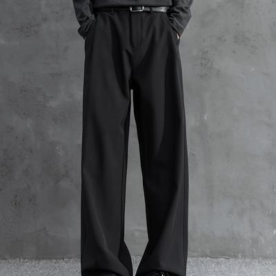 TEMU Men's High-end Loose Straight Trousers For Spring And Summer, Wrinkle-free With A Draping Effect. Image