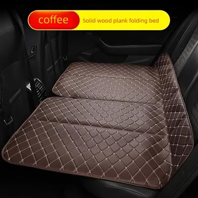 TEMU 1pc Luxury Leather Car Mattress - Universal Fit, Foldable Portable Travel Bed, Enhances Vehicle Interior Decor Image