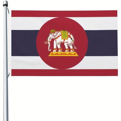 TEMU 1pc Thailand Navy Flag 3x5ft - Polyester, Vibrant Red And Blue With Emblem, Indoor/outdoor Decoration Image