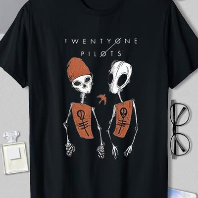 TEMU Pilots Mens T-shirt - Cotton Short Sleeve Round Neck Tee, Fashionable And Comfy, Casual And Breathable For Wear, Daily Life And Outdoor Activities, 220g Image