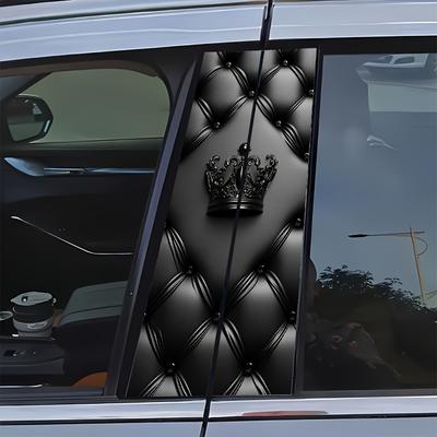 TEMU Pack Of 2 Crown Pattern Car Stickers: Set Of 2 - Waterproof, Scratch Resistant, Suitable For All Models - Auto Accessories And Holiday Decorations For All Vehicles, Suitable For Laptops, Cars Image