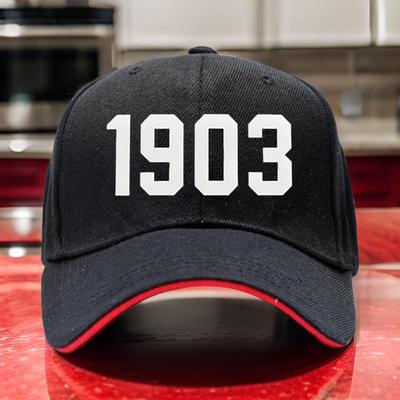 TEMU 1pc 1903 Vintage Baseball Cap - Adjustable, Breathable Polyester Hat For - Street Style, Running & Casual Wear Image