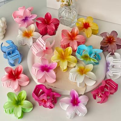 TEMU 9pcs/4pcs Large Flower Hair Clips, Gradient Color Large Hair Clips, Suitable For Women's , Headwear Image