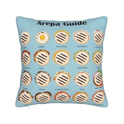 TEMU Decorative Pillow Cover | Venezuela Arepa Guide Design | Polyester | Zippered Closure | Machine Washable | Ideal For Decor, Home Decor Accessory | Design | Machine Washable Cover Image