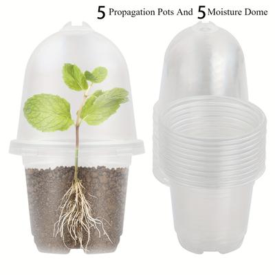 TEMU A Collection Of Plastic Plant Containers, Including 5/10 Clear Propagation Pots And 5/10 Moisture Domes, Suitable For Growing Orchids, Seeds, Seedlings, Succulents, And . Image