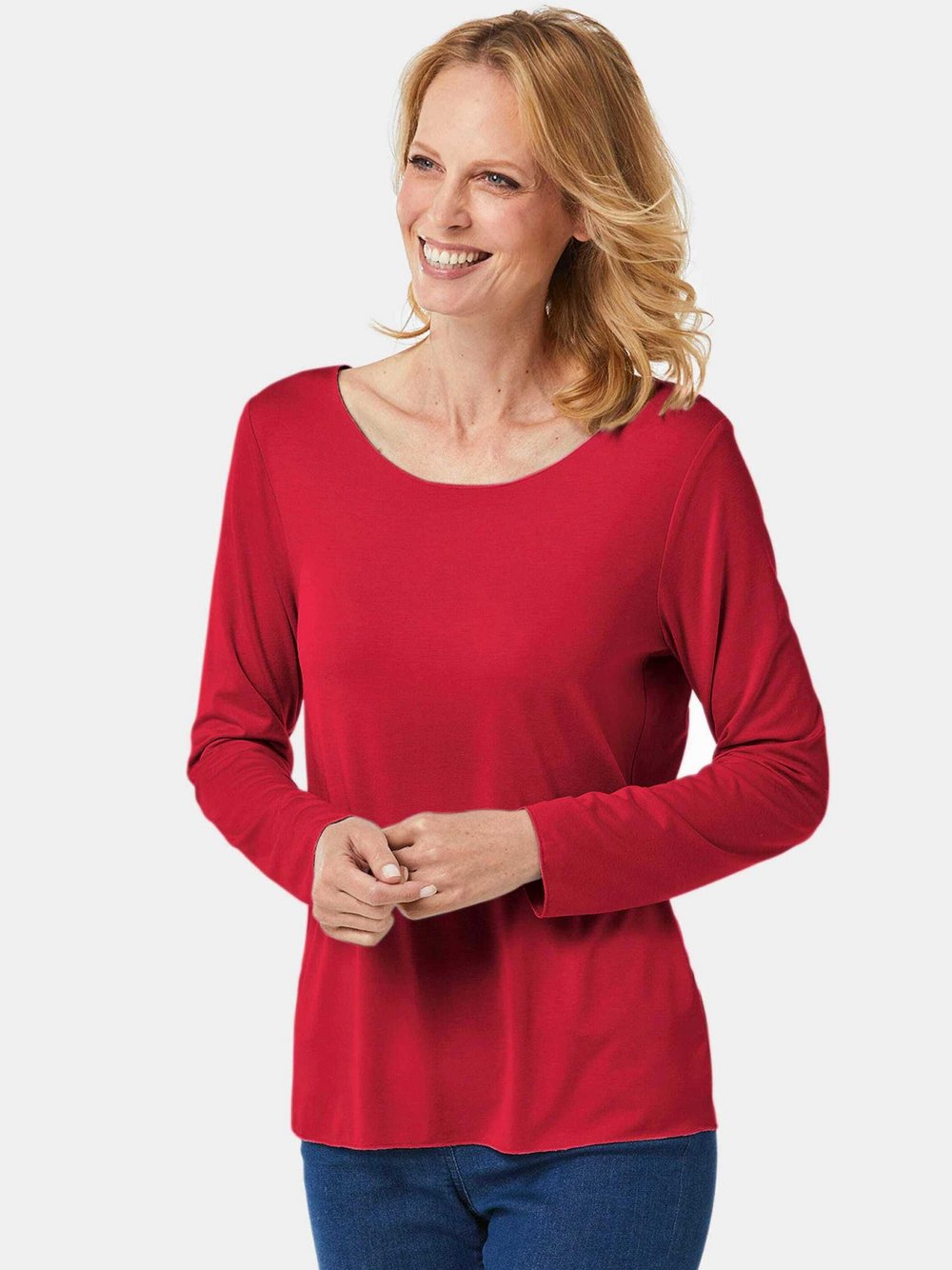 Goldner Langarm-Shirts Damen rot, 46 Image