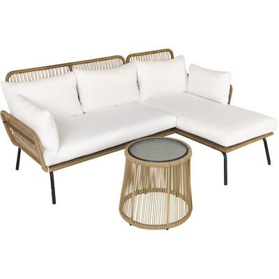 3 tlg. Rattan Gartenmöbel-Set, Sitzgruppe mit Kissen, Gartengarnitur mit 1 Beistelltisch, 1 Image