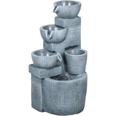 Outsunny - Gartenbrunnen, Springbrunnen mit 4 Stufen, Solar Wasserbrunnen mit LED-Beleuchtung, Image