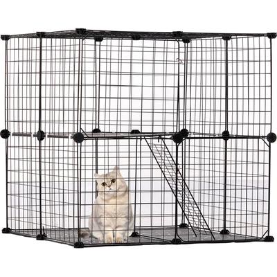 2-stöckiger Katzenkäfig, 711 x 711 x 711 mm, abnehmbares Katzengehege aus Metalldraht, mit Image