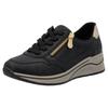 Keilsneaker RIEKER, Damen, Gr. 39, gold (schwarz, goldfarben), Lederimitat, sportlich, Schuhe, Halbschuh, Schnürschuh, Freizeitschuh mit Soft-Einlage