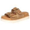Pantolette MUSTANG SHOES, Damen, Gr. 37, braun (hellbraun), Velourslederimitat, Flechtoptik, modisch, Schuhe, Sandale, Plateausandale, Pool Slides mit komfortablem Tieffußbett