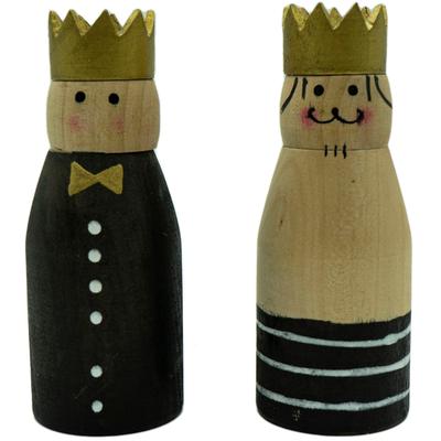 Weihnachtsfigur NOOR LIVING "Dekofigur "König mit Krone" aus Holz, Höhe ca. 13 cm", beige (natur, schwarz, goldfarben), H:13cm Ø:5cm, Holz, Dekofiguren, Weihnachtsdeko Image