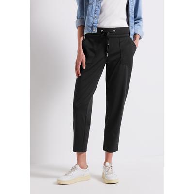 Stoffhose STREET ONE "Style Bonny", Damen, Gr. 36, Länge 28, schwarz, Web, Obermaterial: 82% Polyester, 18% Elasthan, unifarben, casual, 7/8-Länge, Hosen, mit Tunnelzug am Bund Image
