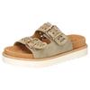 Pantolette MUSTANG SHOES, Damen, Gr. 37, grün (khaki), Velourslederimitat, Flechtoptik, modisch, Schuhe, Sandale, Plateausandale, Pool Slides mit komfortablem Tieffußbett
