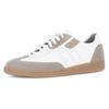 Sneaker PIUS GABOR, Herren, Gr. 9,5 (44), weiß (weiß, beige), Nappaleder, Veloursleder, sportlich, Schuhe, Freizeitschuh, Schnürschuh, Halbschuh mit Perforation, G-Weite