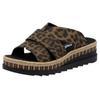 Pantolette RIEKER, Damen, Gr. 40, braun (leo), Lederimitat, animal-print, modisch, Schuhe, Keilabsatz, Sommerschuh, Schlappen mit Juteumrahmung