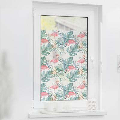 Fensterfolie LICHTBLICK ORIGINAL "Fensterfolie selbstklebend, Sichtschutz, Flamingo - Rosa Grün", rosa (rosa, grün), B:50cm L:100cm, Polyvinylchlorid (PVC), Fensterfolien Image
