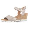 Keilsandalette GABOR "TUNIS", Damen, Gr. 40, gold (goldfarben), Veloursleder, metallic, klassisch, Schuhe, Sommerschuh, Riemchensandale in Schuhweite G (weit)