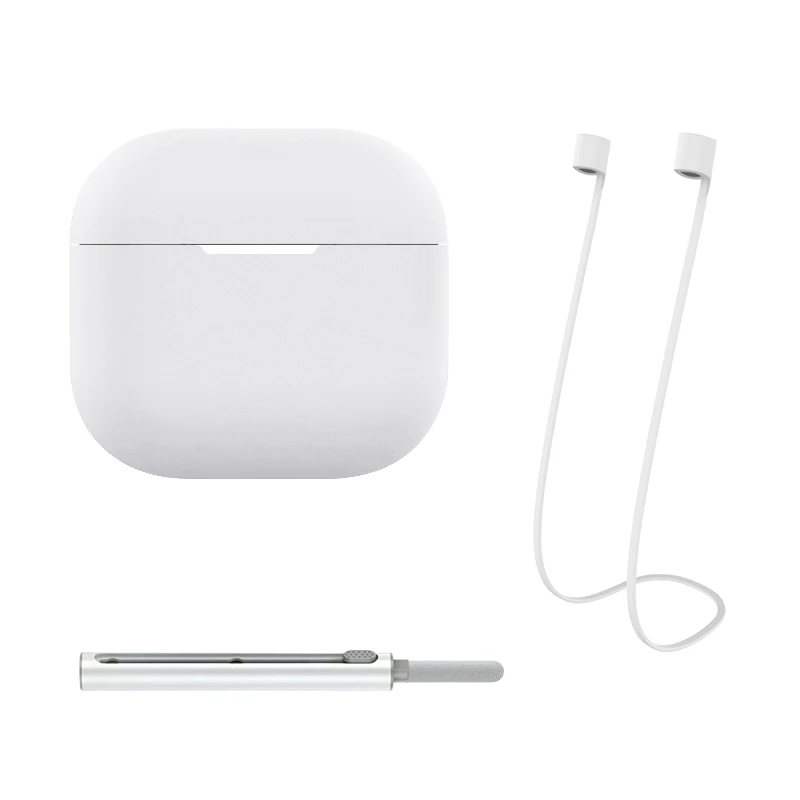 3-in-1-Silikonhülle für Airpods 4, Schutzhülle mit Kopfhörer-Reinigungsset, Headset, Anti-Verlust-Kabel für Apple Airpods 4, Abdeckung Image