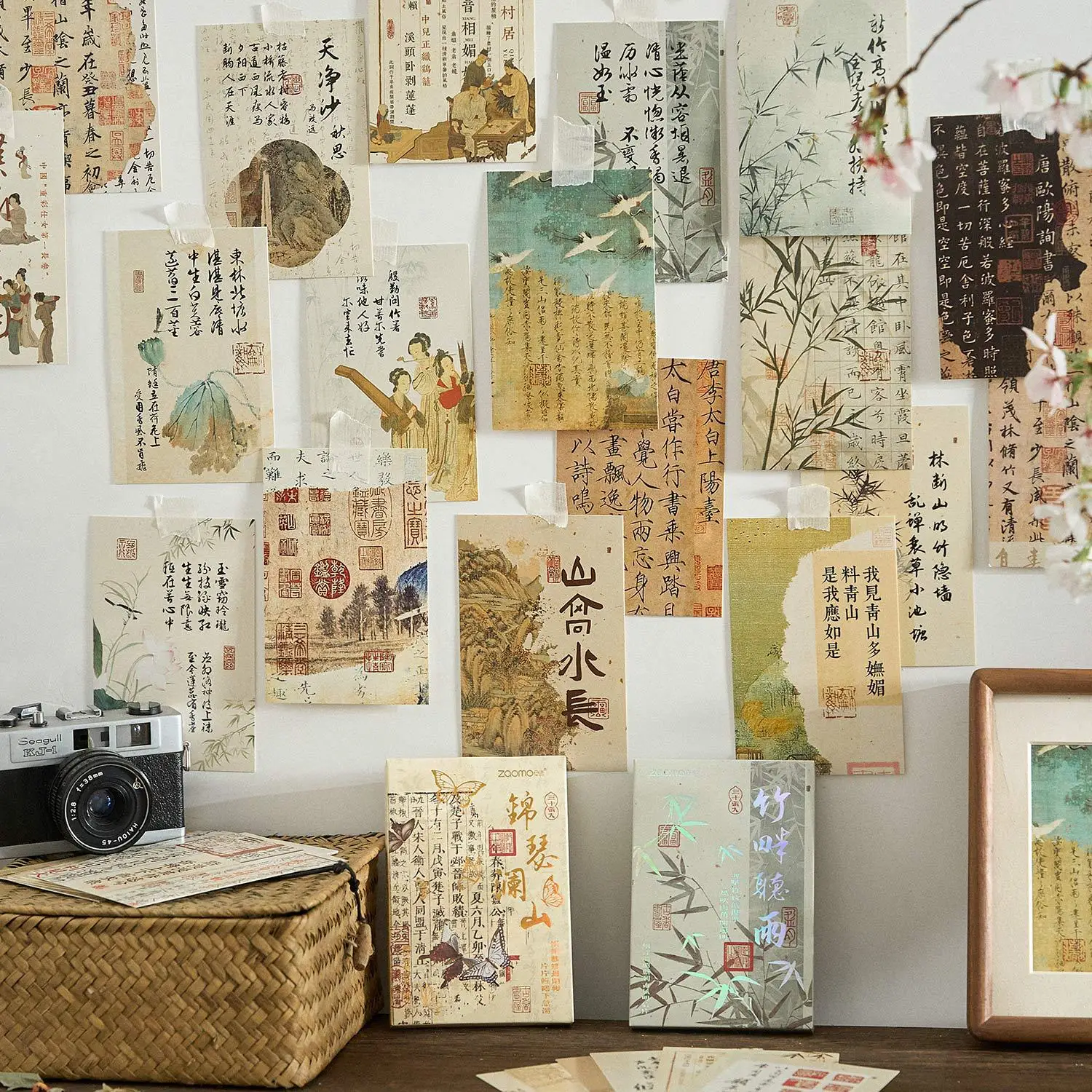 30 Stück dekoratives Kartenpapier im Vintage-Stil im chinesischen Stil, beschreibbare Nachricht, Scrapbooking-Material, Hintergrundpapier Image