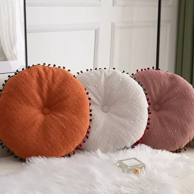 Ins Hot HandmadeTassel Runde Kissen für Couch, dekoratives Sitz-/Rückenkissen für Sofa, Bett, Boden, Image