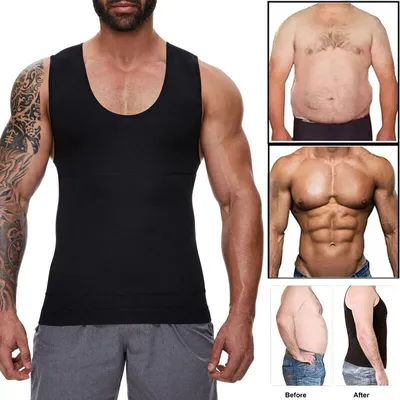 Männer Kompression Abnehmen Weste Body Shaper Taille Trainer Korsett Tank Tops Unterhemd Bauch Image