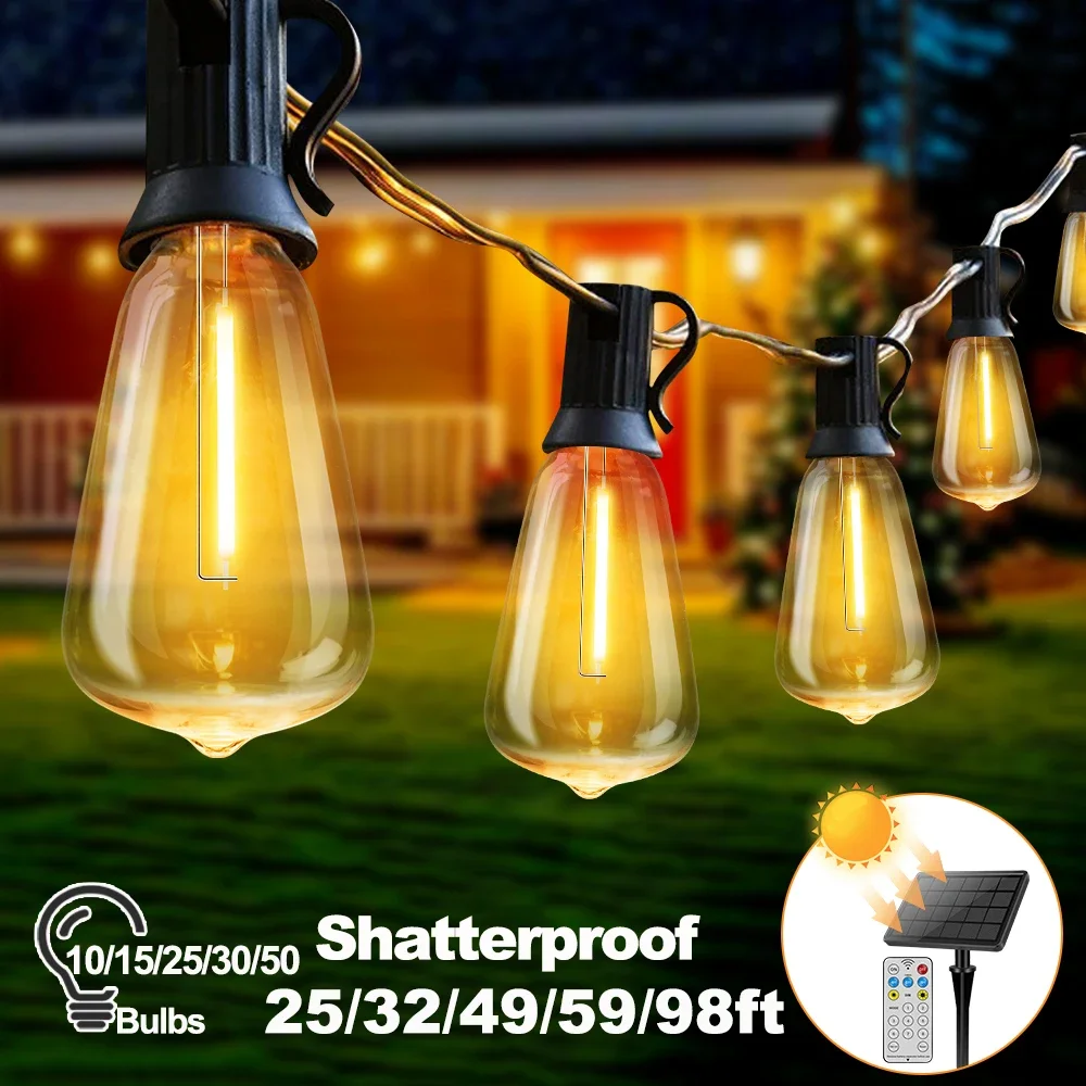 Bruchsichere Solar-Hängeleuchten für Terrasse, Digitalanzeige, wasserdichte Solar-Lichterkette ST38, DC24V, dekorative Solar-LED-Leuchten