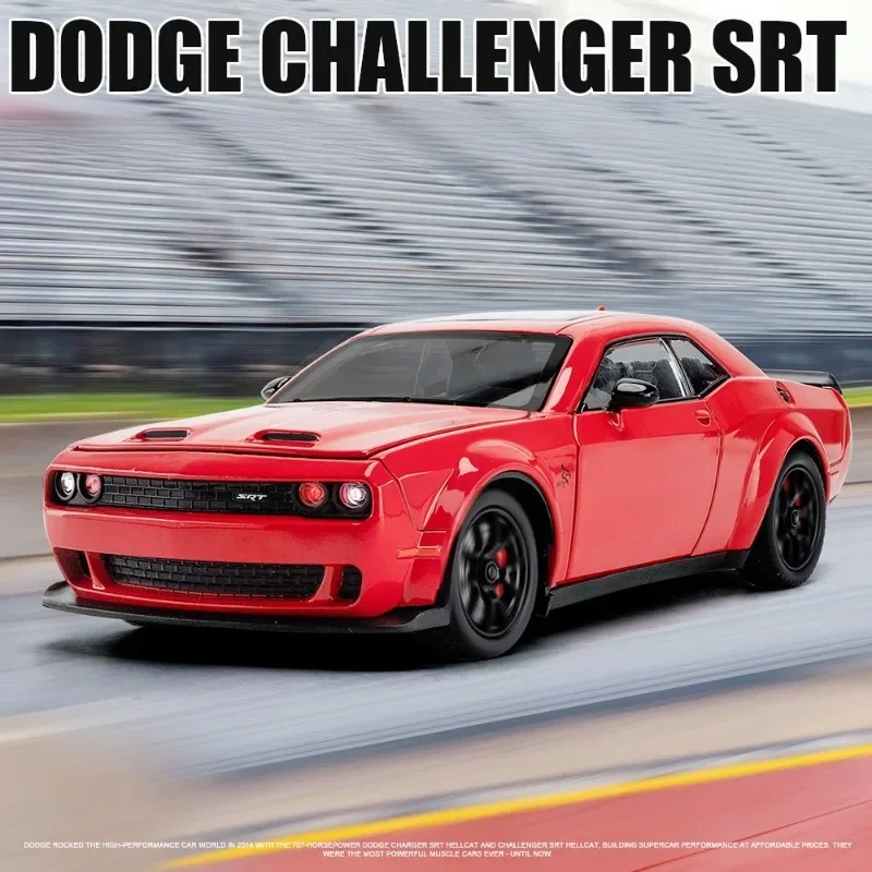 1:24 Dodge Challenger Hellcat SRT Legierung Maßstab Auto Modell Diecast Metall Miniatur Auto Sound & Licht Sammlung Kinder Spielzeug fahrzeug Image