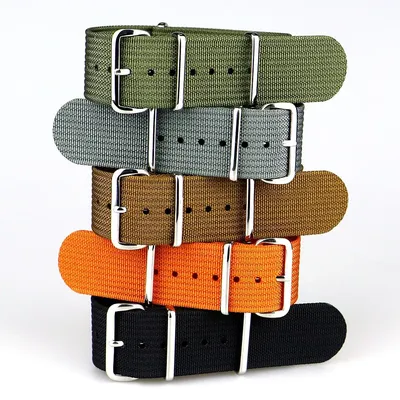 Geripptes Uhren armband 16mm 18mm 19mm 20mm 22mm 24mm Nylon bänder Geflecht ballistischer Stoff Image