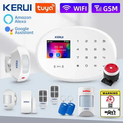 KERUI W202 Haus Alarm WIFI GSM Alarm Sicherheit System Smart Home Alarm Tuya Smart APP Fernbedienung Motion Detektor Alexa