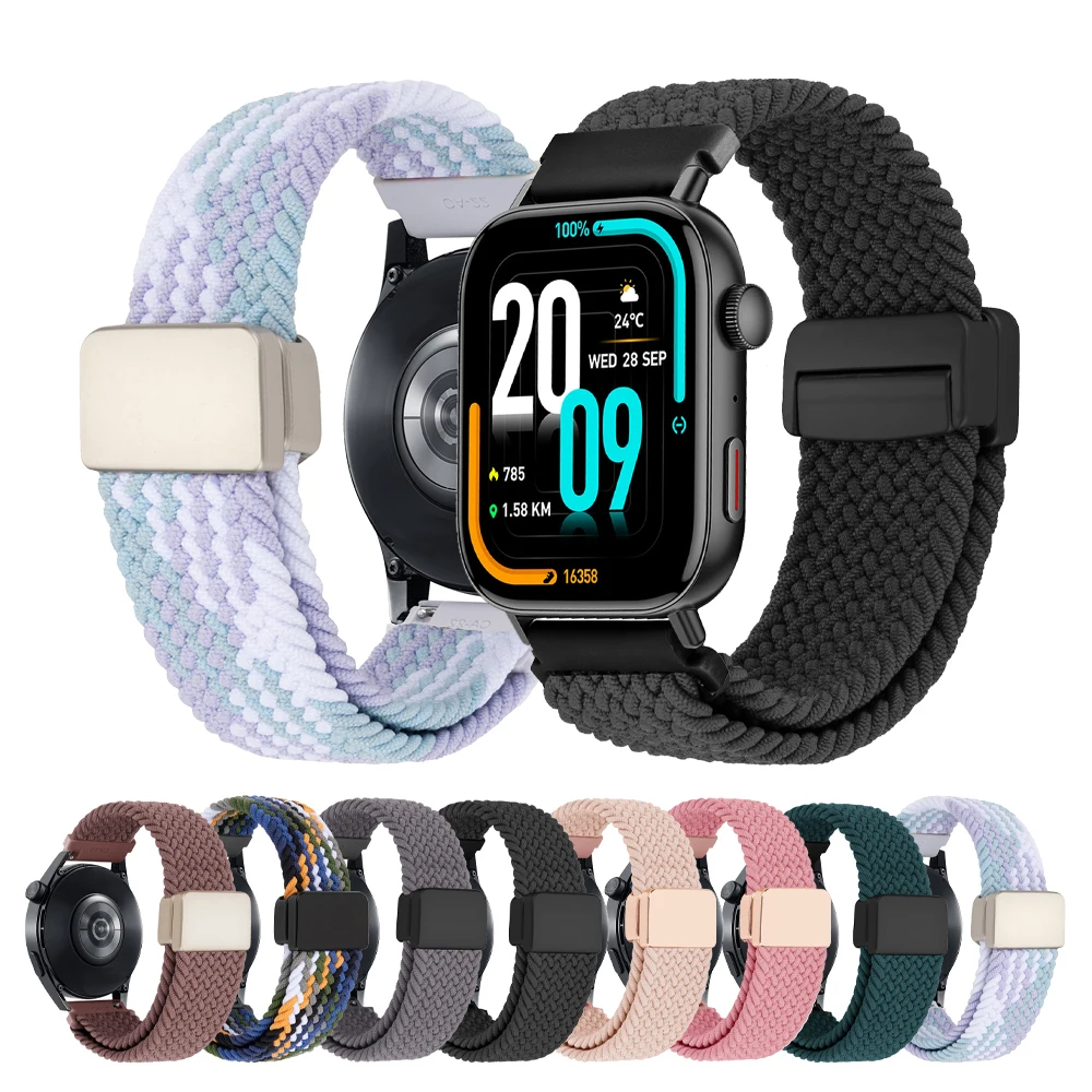 Geflochtenes elastisches Nylonband für COLMI V75 GPS/M42-Armband für COLMI I28 Ultra/C8 Max/P28 Plus/P73/I31 Armband 20 mm 22 mm Armband Image