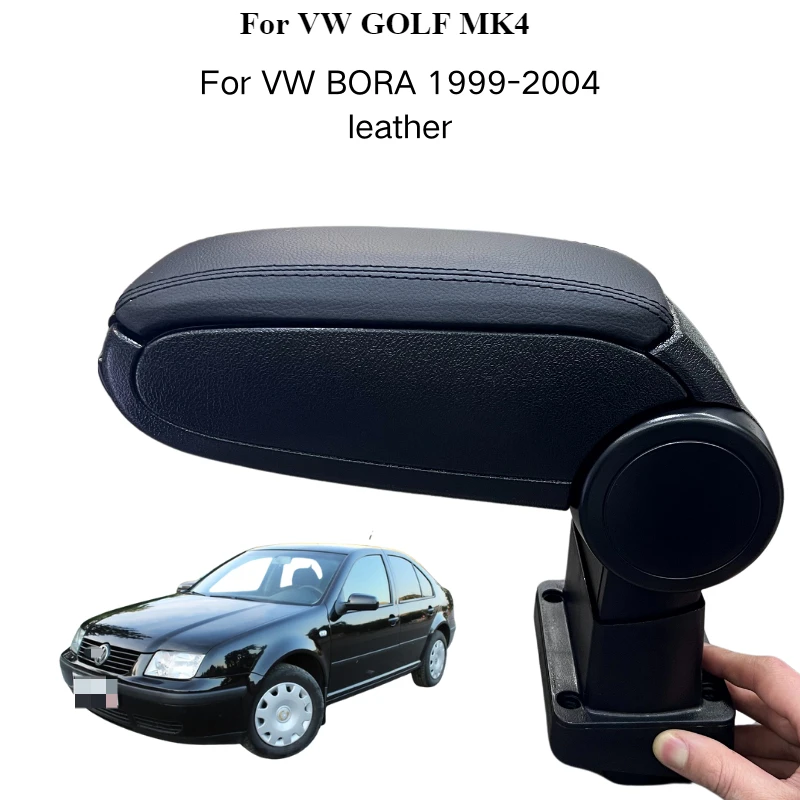 Armlehne für VW BORA 1999–2004, Leder, individuelle Passform, Mittelkonsole, Aufbewahrungsbox, Fahrzeugzubehör, komfortables Fahren, Premium Image