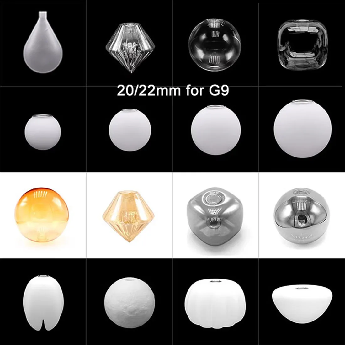 Neuer 20 mm 22 mm Öffnung G9 Lampenschirm, Glas oder Kunststoff G9 Schraube Lampenschirm Ersatz für 2 cm Lampenabdeckung und Halter Image