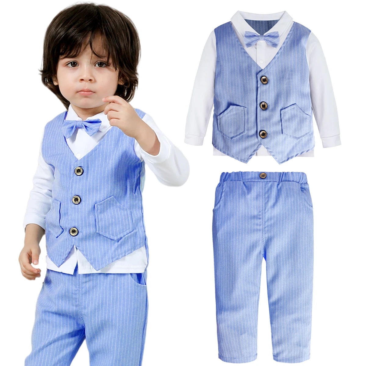 Baby Jungen Kleidung Set Kleinkind Hochzeit Outfit Säugling Geburtstags feier Geschenk Anzug Kinder Gentleman formelle Kostüm Kirche Kleidung 2St Image